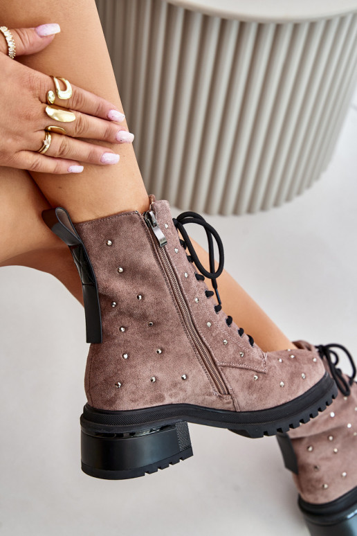 Decorated Ankle Boots Workery Women's Insulated D&A MR880-017 Taupe Decorated Ankle Boots Workery Women's Insulated D&A MR880-017 Taupe