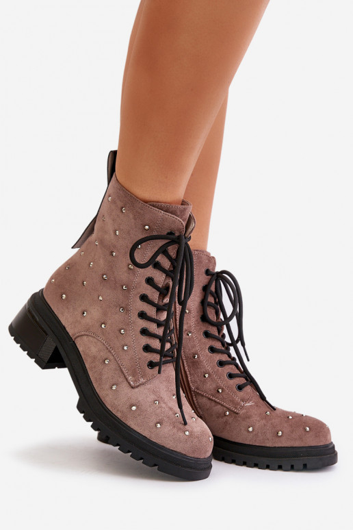 Decorated Ankle Boots Workery Women's Insulated D&A MR880-017 Taupe Decorated Ankle Boots Workery Women's Insulated D&A MR880-017 Taupe