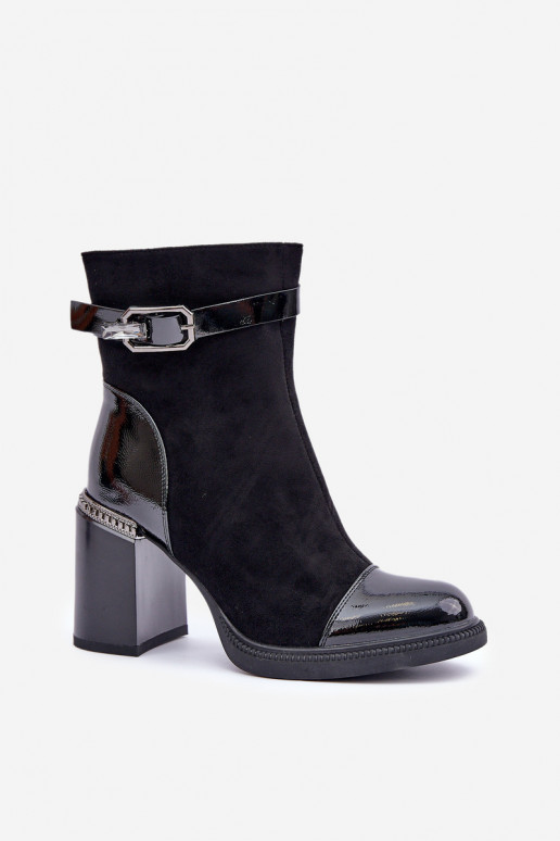 Women's Insulated Heeled Ankle Boots Black D&A MR880-085 Women's Insulated Heeled Ankle Boots Black D&A MR880-085