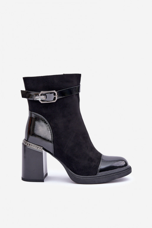 Women's Insulated Heeled Ankle Boots Black D&A MR880-085 Women's Insulated Heeled Ankle Boots Black D&A MR880-085