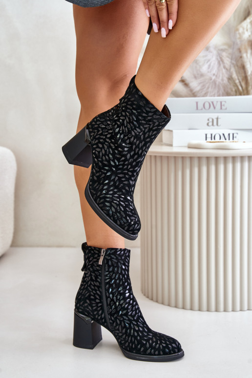 Women's Insulated Heeled Ankle Boots Black D&A MR880-085 Women's Insulated Heeled Ankle Boots Black D&A MR880-085