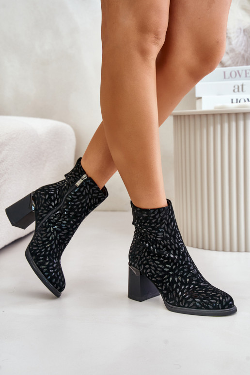 Women's Insulated Heeled Ankle Boots Black D&A MR880-085 Women's Insulated Heeled Ankle Boots Black D&A MR880-085