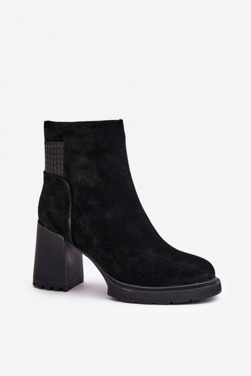 Suede Ankle Boots On Heel Insulated D&A CR42-106 Black Suede Ankle Boots On Heel Insulated D&A CR42-106 Black