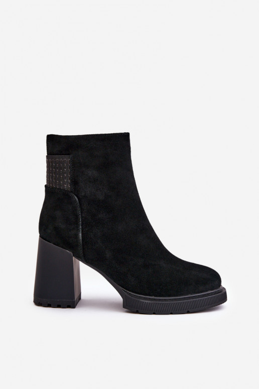 Suede Ankle Boots On Heel Insulated D&A CR42-106 Black Suede Ankle Boots On Heel Insulated D&A CR42-106 Black