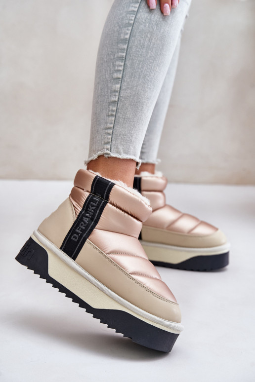 Low Snow Boots On Thick Sole D.Franklin Beige DFSH371010 Low Snow Boots On Thick Sole D.Franklin Beige DFSH371010