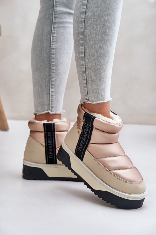 Low Snow Boots On Thick Sole D.Franklin Beige DFSH371010 Low Snow Boots On Thick Sole D.Franklin Beige DFSH371010