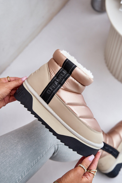 Low Snow Boots On Thick Sole D.Franklin Beige DFSH371010 Low Snow Boots On Thick Sole D.Franklin Beige DFSH371010