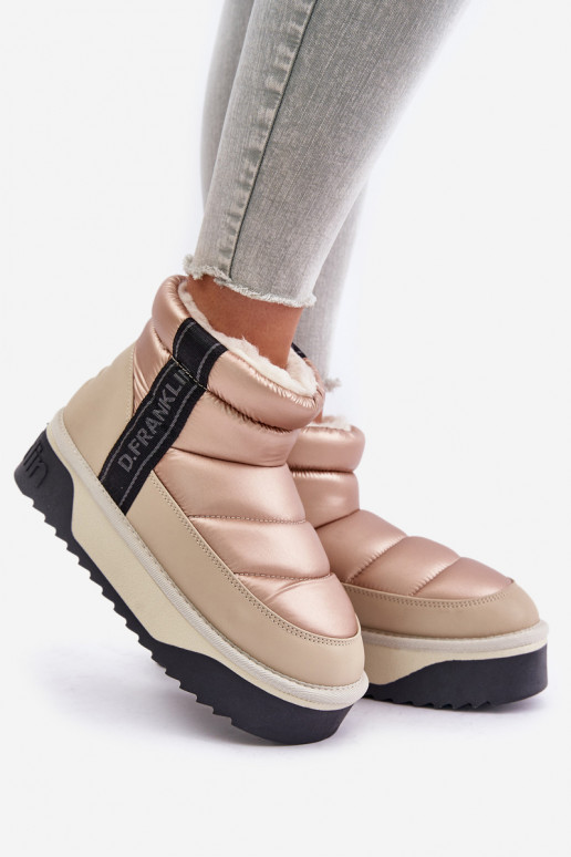 Low Snow Boots On Thick Sole D.Franklin Beige DFSH371010 Low Snow Boots On Thick Sole D.Franklin Beige DFSH371010