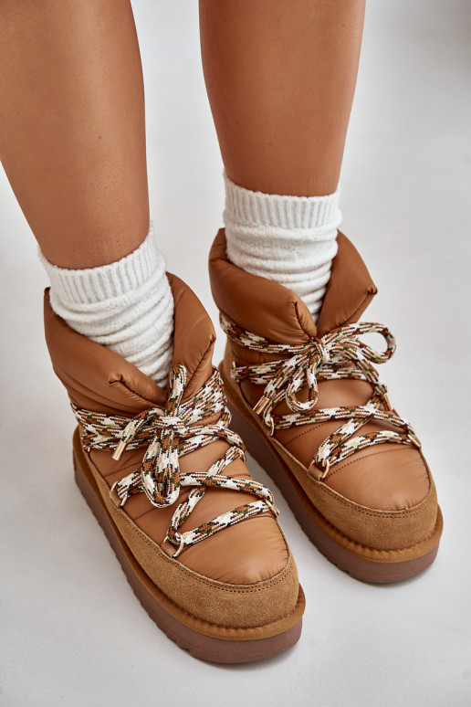 Women's Suede Snow Boots With Thick Lacing D.Franklin DFSH375003 Brown Women's Suede Snow Boots With Thick Lacing D.Franklin DFSH375003 Brown