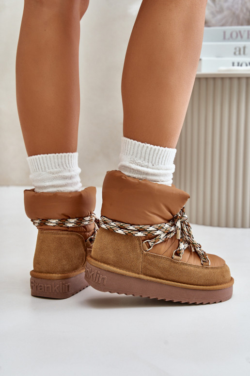 Women's Suede Snow Boots With Thick Lacing D.Franklin DFSH375003 Brown Women's Suede Snow Boots With Thick Lacing D.Franklin DFSH375003 Brown