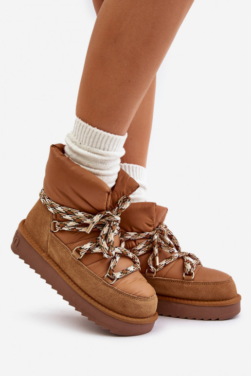 Women's Suede Snow Boots With Thick Lacing D.Franklin DFSH375003 Brown Women's Suede Snow Boots With Thick Lacing D.Franklin DFSH375003 Brown