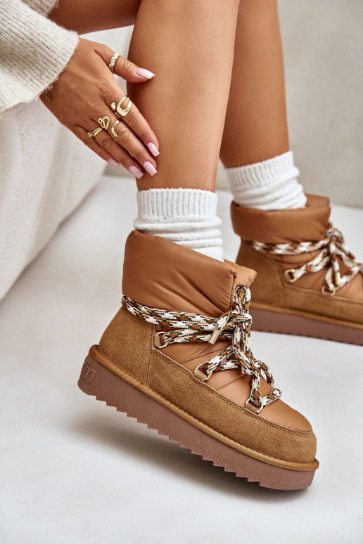 Women's Suede Snow Boots With Thick Lacing D.Franklin DFSH375003 Brown Women's Suede Snow Boots With Thick Lacing D.Franklin DFSH375003 Brown