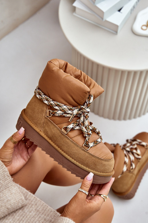 Women's Suede Snow Boots With Thick Lacing D.Franklin DFSH375003 Brown Women's Suede Snow Boots With Thick Lacing D.Franklin DFSH375003 Brown