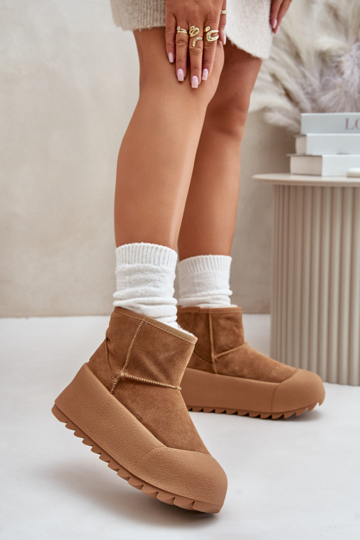 Warm Suede Snow Boots On Platform Big Star OO274A212 Brown Warm Suede Snow Boots On Platform Big Star OO274A212 Brown