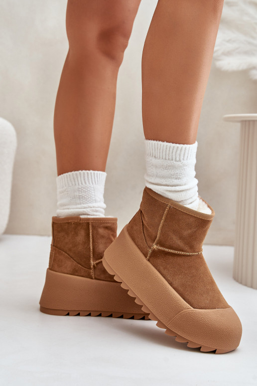 Warm Suede Snow Boots On Platform Big Star OO274A212 Brown Warm Suede Snow Boots On Platform Big Star OO274A212 Brown