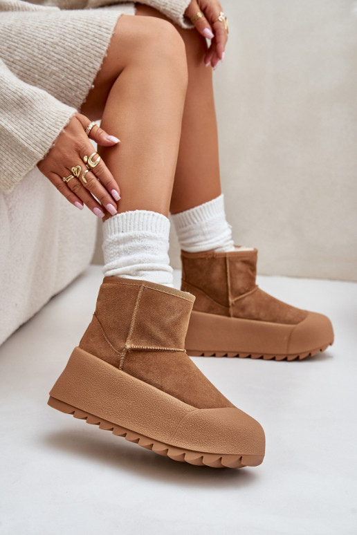 Warm Suede Snow Boots On Platform Big Star OO274A212 Brown Warm Suede Snow Boots On Platform Big Star OO274A212 Brown