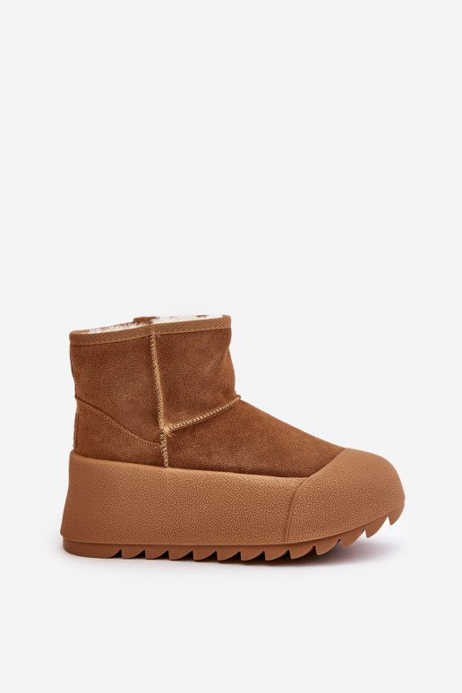 Warm Suede Snow Boots On Platform Big Star OO274A212 Brown Warm Suede Snow Boots On Platform Big Star OO274A212 Brown