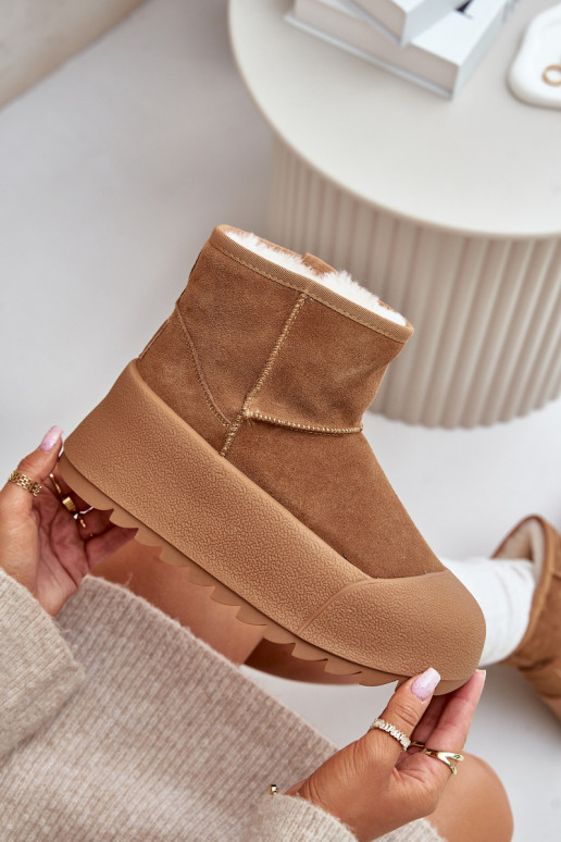 Warm Suede Snow Boots On Platform Big Star OO274A212 Brown Warm Suede Snow Boots On Platform Big Star OO274A212 Brown