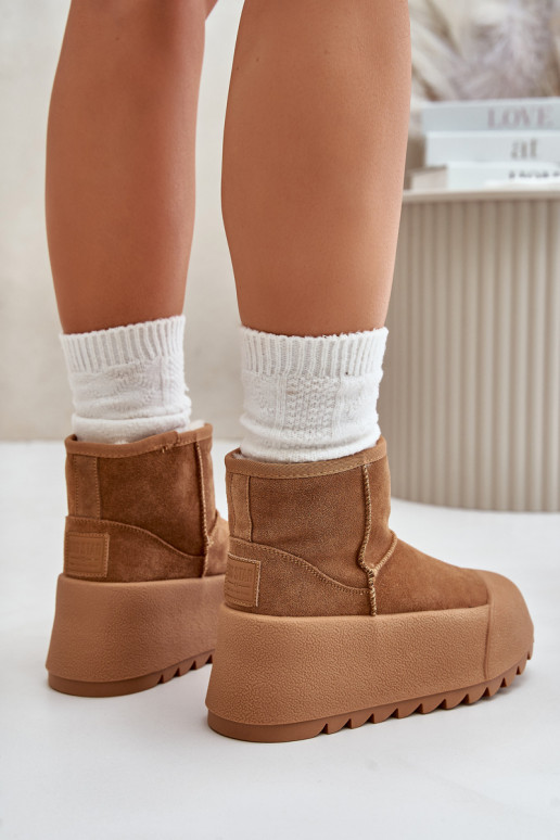 Warm Suede Snow Boots On Platform Big Star OO274A212 Brown Warm Suede Snow Boots On Platform Big Star OO274A212 Brown