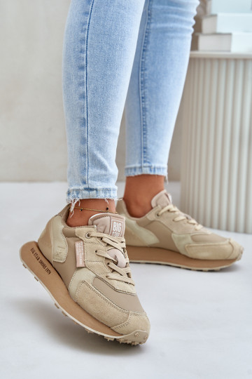 Skórzane Sneakersy Damskie Big Star OO274564 Hi-Poly System Beżowe 2