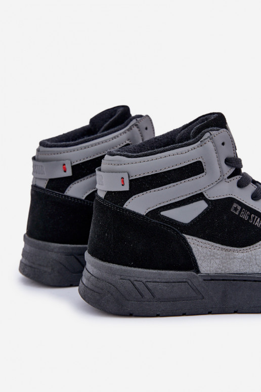 Zamszowe Sneakersy Męskie Big Star OO174303 Hi-Poly System Czarno-Szare