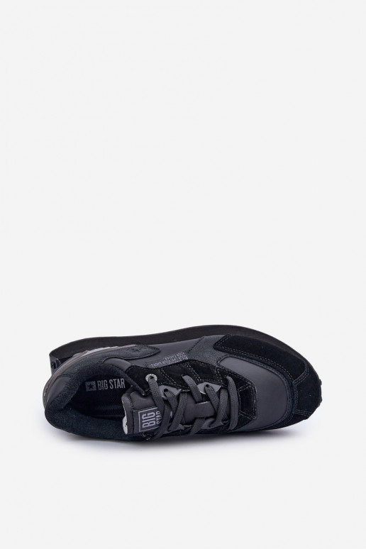 Skórzane Sneakersy Męskie Big Star OO174297 Hi-Poly System Czarne