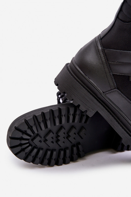 Skórzane Trapery Botki Męskie Ocieplane Big Star OO174164 Czarne