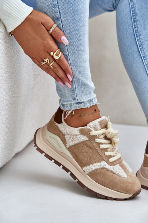 Warm Women's Leather Sneakers Big Star OO274A317 HI-POLY SYSTEM Beige Warm Women's Leather Sneakers Big Star OO274A317 HI-POLY SYSTEM Beige