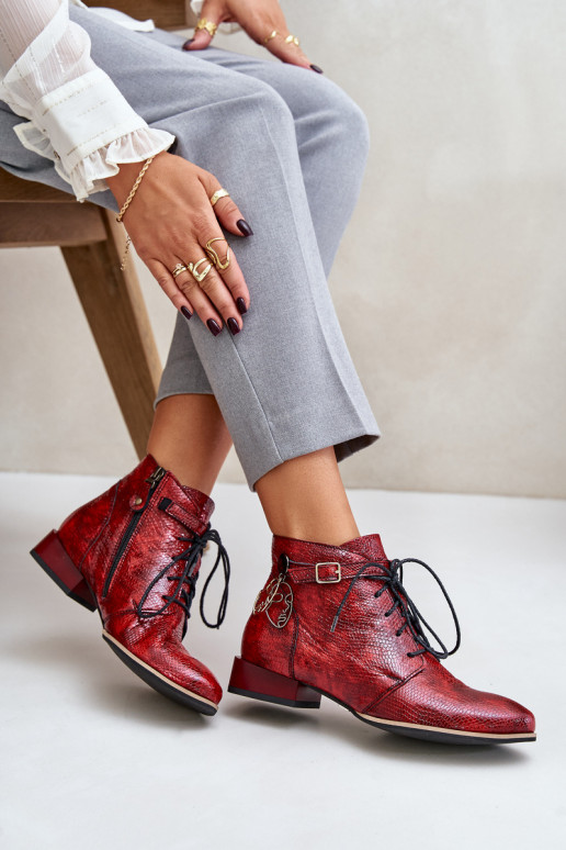 Women's Leather Patent Ankle Boots Maciejka Red 5743A-08 Women's Leather Patent Ankle Boots Maciejka Red 5743A-08