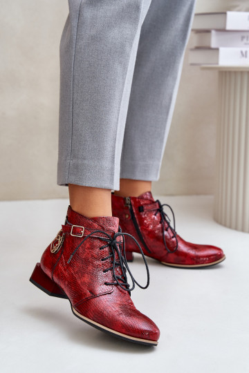 Women's Leather Patent Ankle Boots Maciejka Red 5743A-08 2