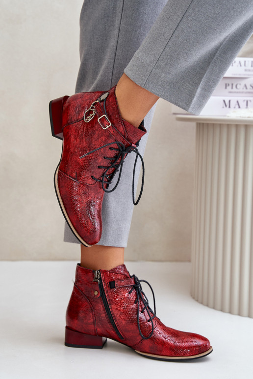 Women's Leather Patent Ankle Boots Maciejka Red 5743A-08 Women's Leather Patent Ankle Boots Maciejka Red 5743A-08