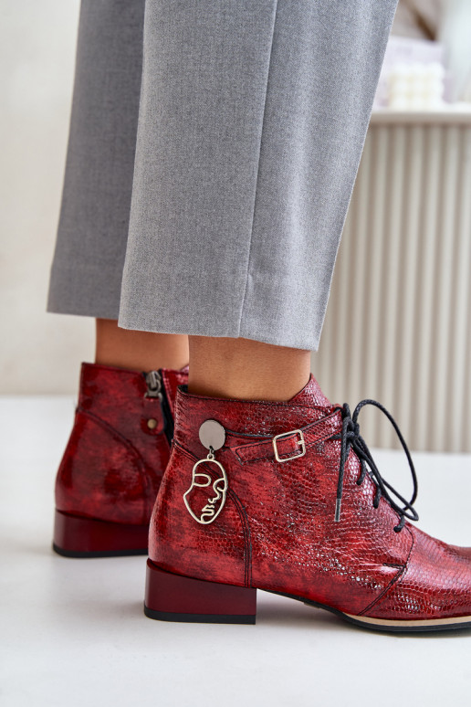 Women's Leather Patent Ankle Boots Maciejka Red 5743A-08 Women's Leather Patent Ankle Boots Maciejka Red 5743A-08