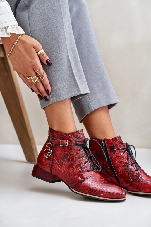 Women's Leather Patent Ankle Boots Maciejka Red 5743A-08 Women's Leather Patent Ankle Boots Maciejka Red 5743A-08