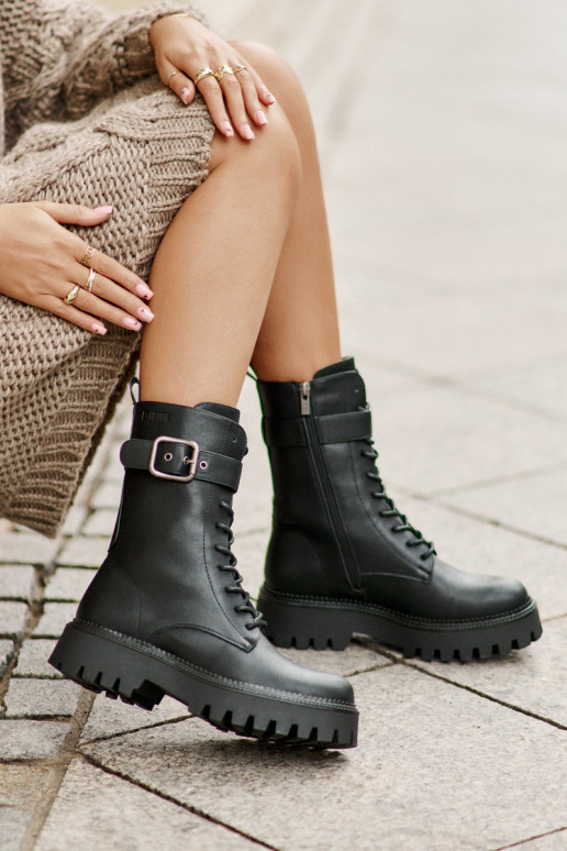 Warm Worker Boots With Buckle Big Star OO274137 Black Warm Worker Boots With Buckle Big Star OO274137 Black