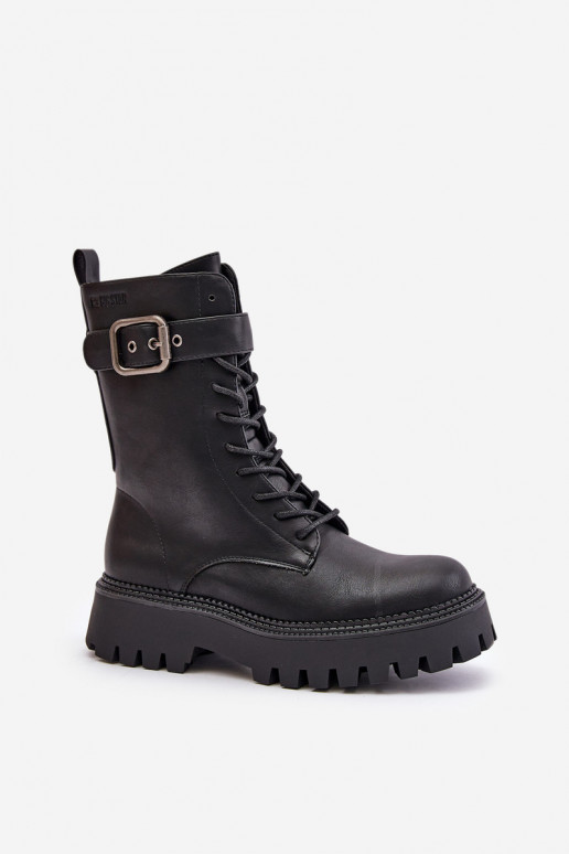Warm Worker Boots With Buckle Big Star OO274137 Black Warm Worker Boots With Buckle Big Star OO274137 Black