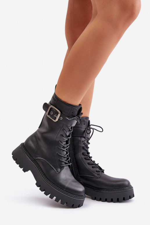 Warm Worker Boots With Buckle Big Star OO274137 Black Warm Worker Boots With Buckle Big Star OO274137 Black