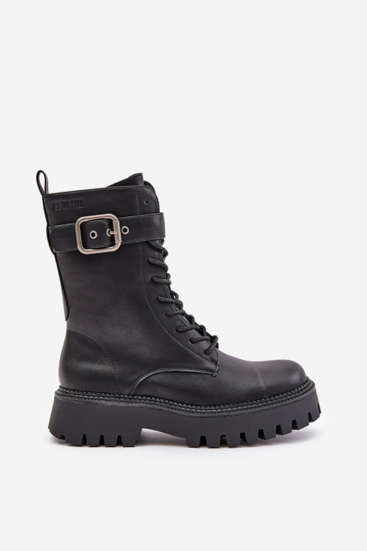 Warm Worker Boots With Buckle Big Star OO274137 Black Warm Worker Boots With Buckle Big Star OO274137 Black