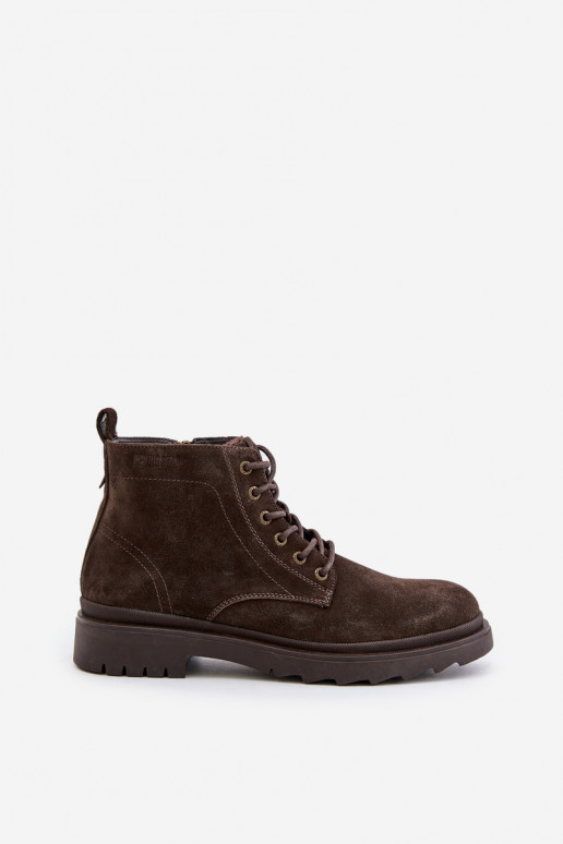 Suede Warm Ankle Boots For Men With Zipper Big Star OO174229 Brown