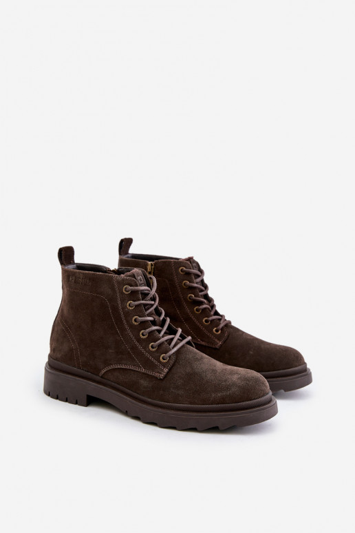 Suede Warm Ankle Boots For Men With Zipper Big Star OO174229 Brown
