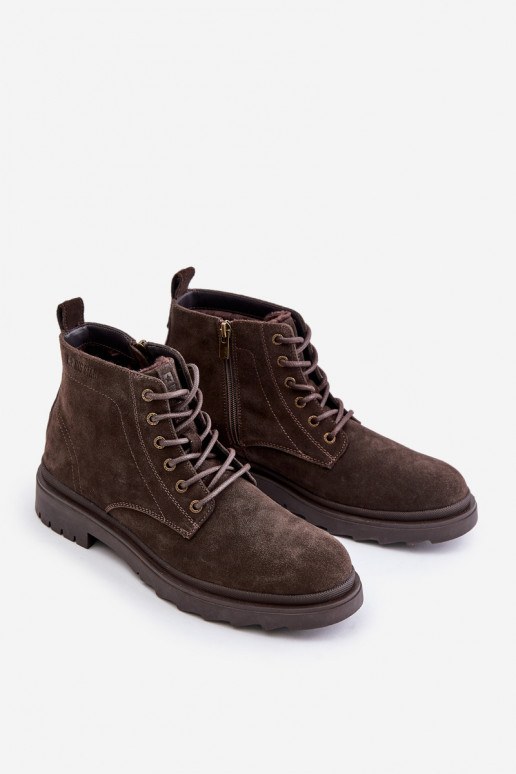 Suede Warm Ankle Boots For Men With Zipper Big Star OO174229 Brown