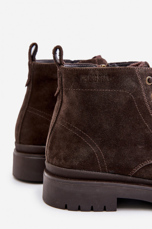 Suede Warm Ankle Boots For Men With Zipper Big Star OO174229 Brown