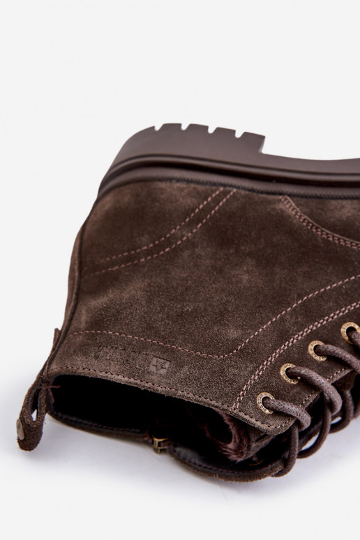 Zamszowe Ocieplane Botki Męskie Na Zamek Big Star OO174229 Brązowe