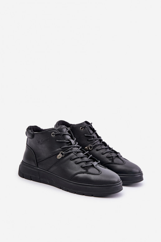 Skórzane Ocieplane Botki Sneakersy Męskie Lee Cooper LCJ-24-33-2913 Czarne