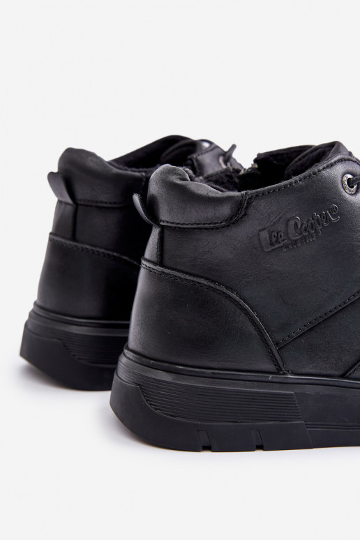 Skórzane Ocieplane Botki Sneakersy Męskie Lee Cooper LCJ-24-33-2913 Czarne