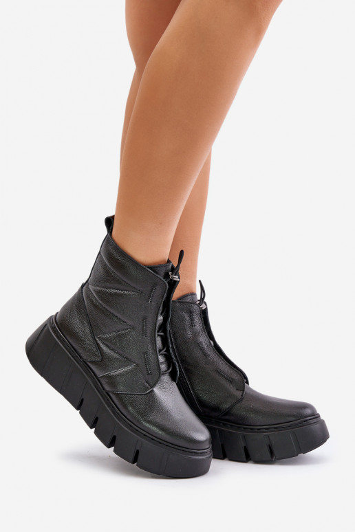 Zazoo 60472 Leather Ankle Boots On Platform And Wedge Black Zazoo 60472 Leather Ankle Boots On Platform And Wedge Black