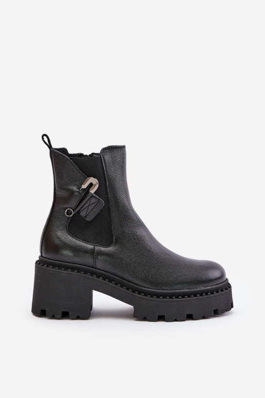 Zazoo 60490 Leather Insulated Ankle Boots With Decoration Black Zazoo 60490 Leather Insulated Ankle Boots With Decoration Black