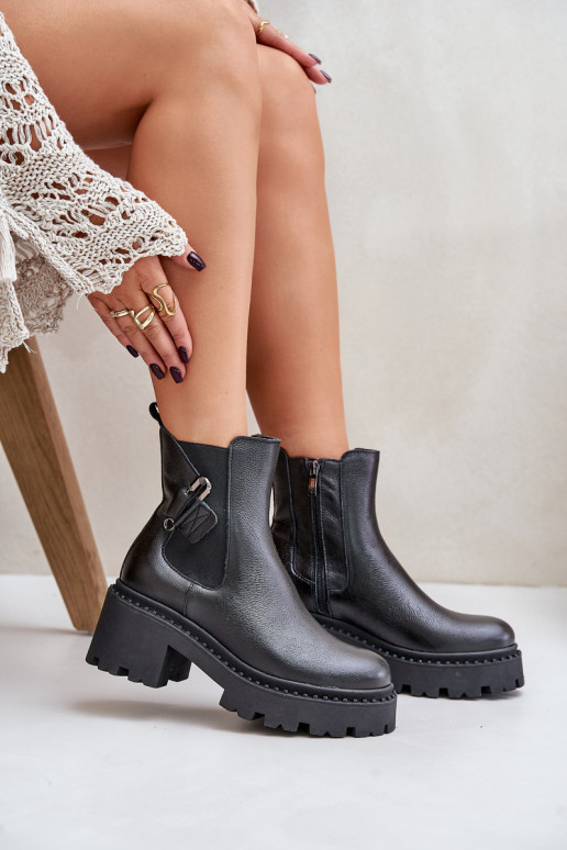 Zazoo 60490 Leather Insulated Ankle Boots With Decoration Black Zazoo 60490 Leather Insulated Ankle Boots With Decoration Black