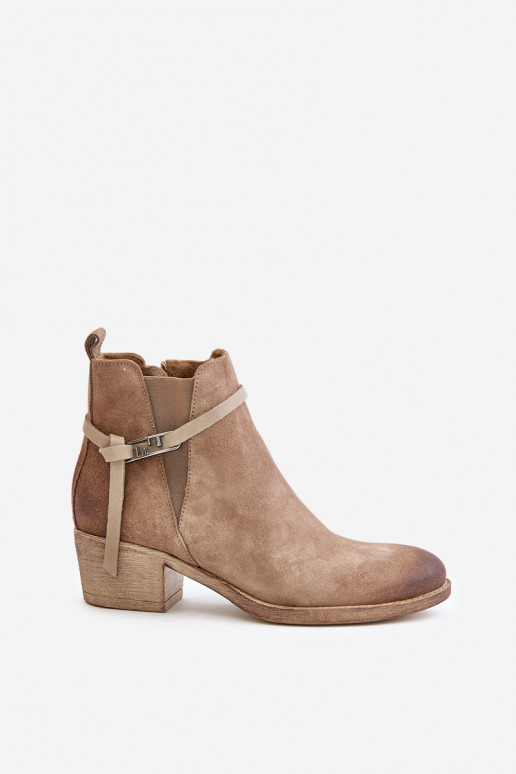 Suede Ankle Boots With Heels Insulated With Zipper Beige Zazoo 60478 Suede Ankle Boots With Heels Insulated With Zipper Beige Zazoo 60478