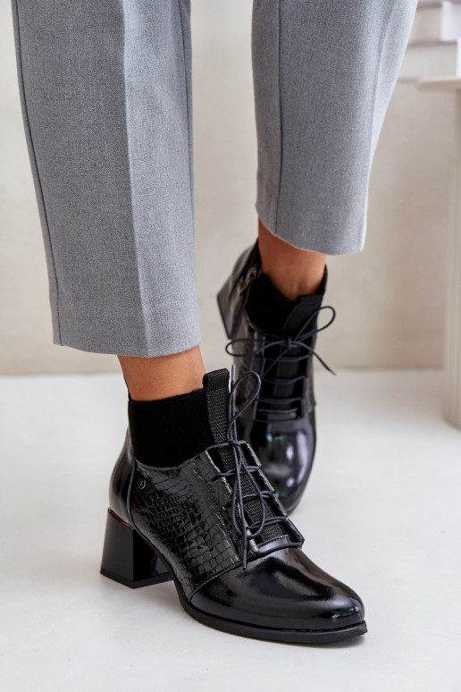 Zazoo 60503 Leather Heeled Ankle Boots Insulated Black Zazoo 60503 Leather Heeled Ankle Boots Insulated Black