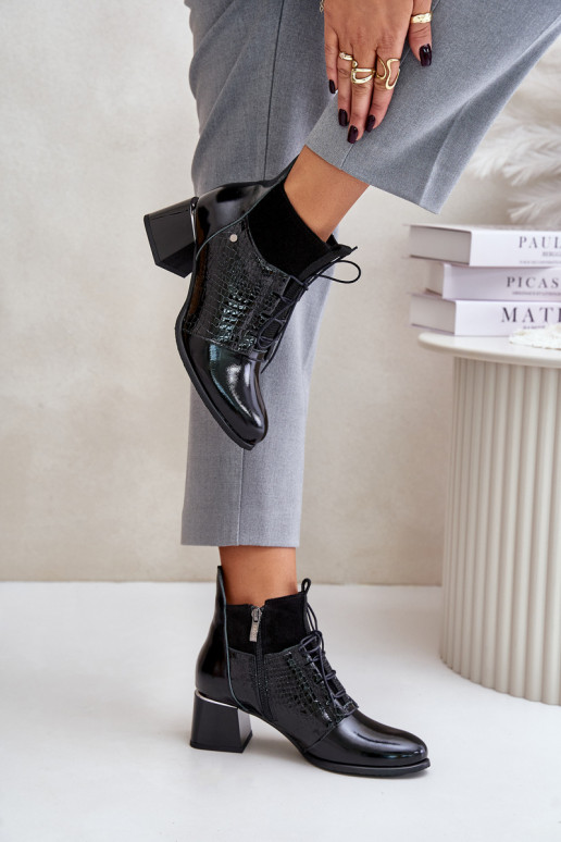 Zazoo 60503 Leather Heeled Ankle Boots Insulated Black Zazoo 60503 Leather Heeled Ankle Boots Insulated Black